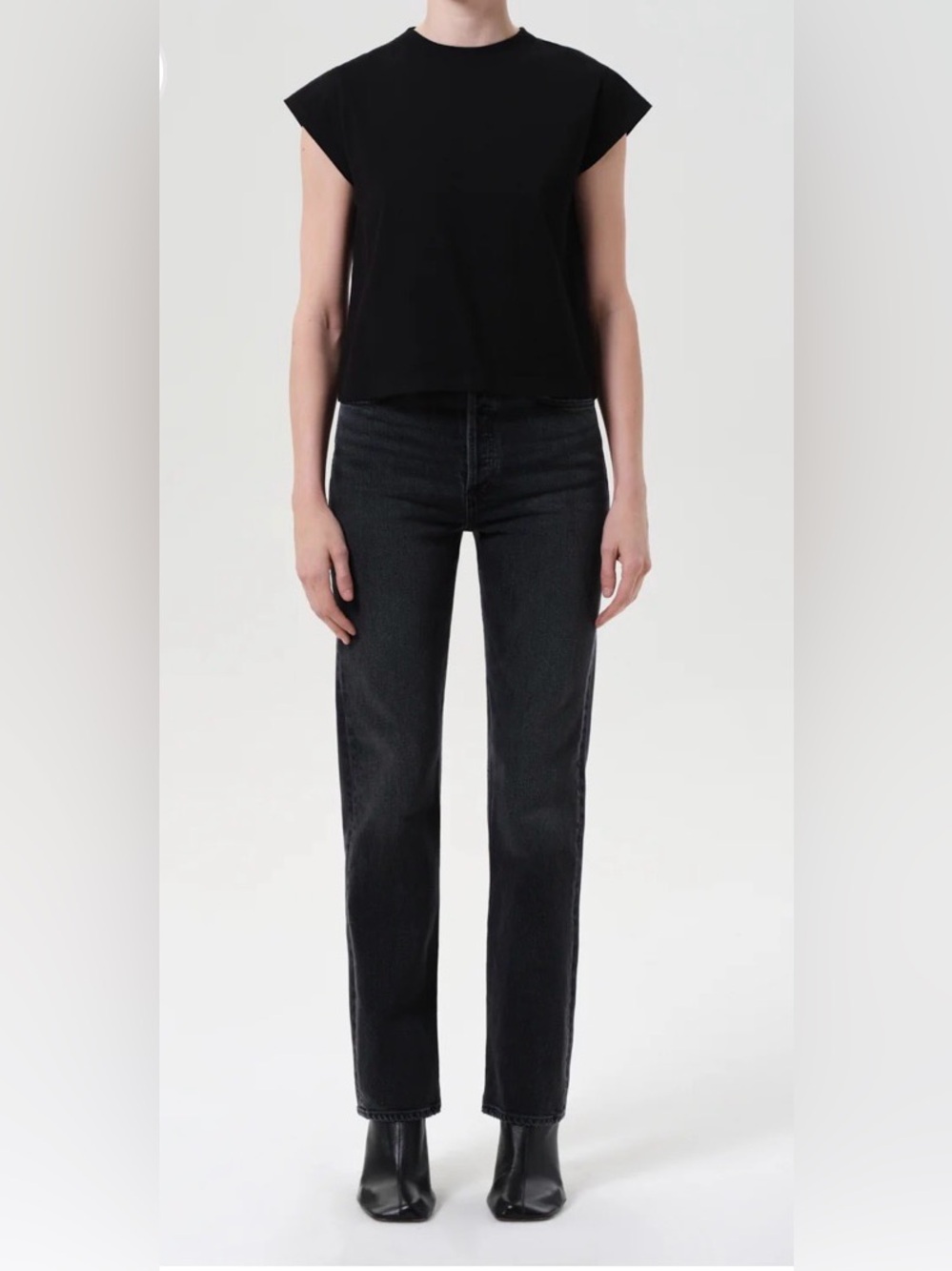 Agolde Straight-Leg High-Rise Jeans in Washed Black